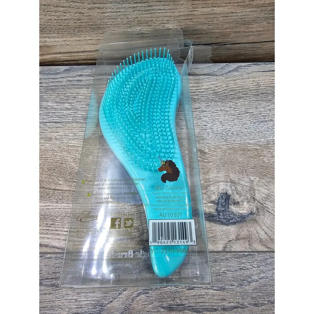 Afro Unicorn Printed Paddle Detangle Hair brush Green